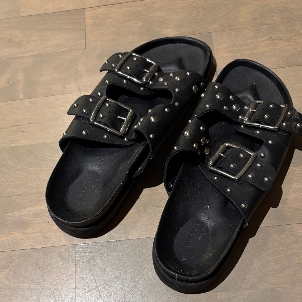 Studded Black Birkenstock inspired Sandals made in Italy 9.5